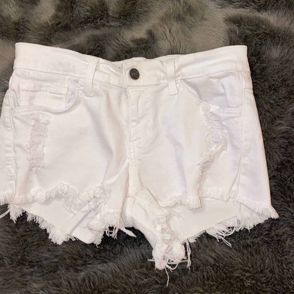 White jean shorts